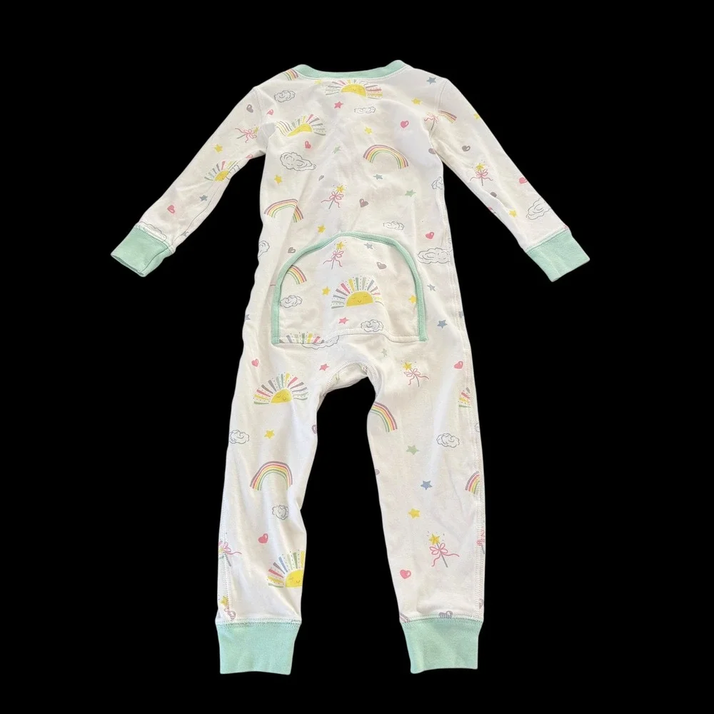 The‎ Beaufort Bonnet Company Rainbow Pima Cotton Zip Pajamas 3T Trap Door Flap